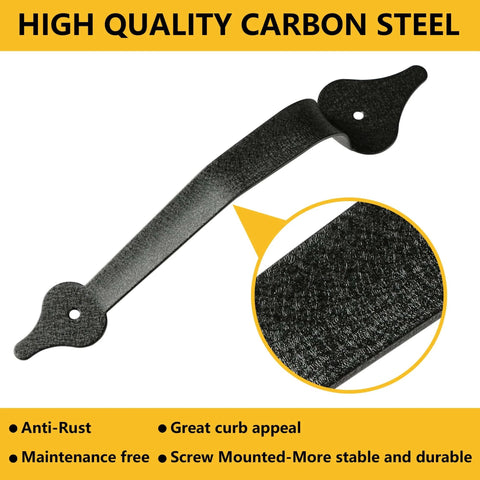 Close-up of black steel garage door handle, part of Steel Garage Door Decorative Hinges, Handles And Accents Hardware Kit
