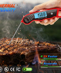 0.6 Second Instant Read Digital Meat Thermometer Pen Probe With Waterproof Backlit Display used on grilled steak