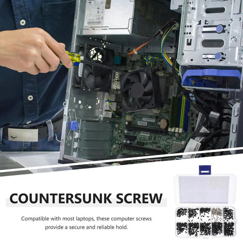 500 Piece Laptop Screw Kit With M2 M2.5 M3 Countersunk SelfTapping Flat Head Screws, Carbon Steel, used in computer assembly