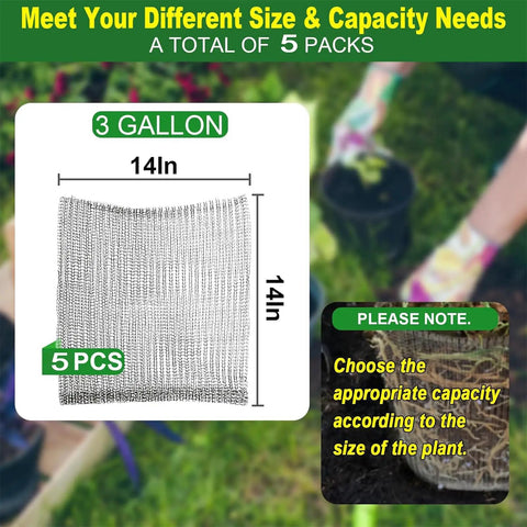3 Gallon Gopher And Mole Proof Wire Baskets 5 Pack Stainless Steel, 14x14 inch, mesh design for garden pest protection.