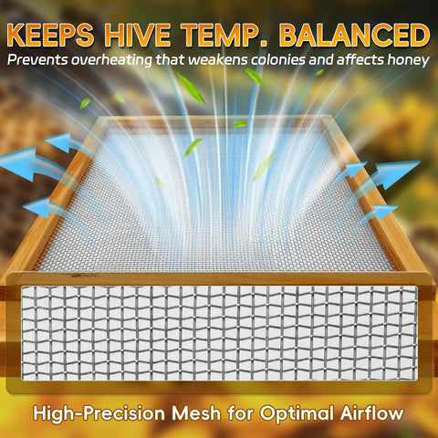 10 Frame Beehive Screened Bottom Board With Beeswax Coating For Langstroth Hives Pro Grade Cedar Construction showing airflow