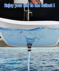 Heavy Duty Copper Pop Up Drain Stopper For Freestanding Bathtub near filled spa tub in luxury bathroom setup.