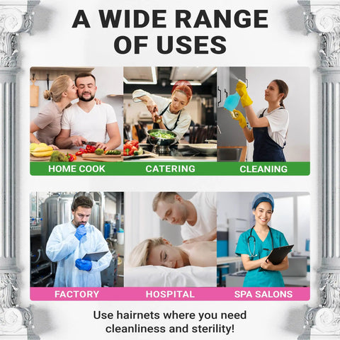 Disposable No Fuss Hair Nets For Food Service Black Nylon 28 Inch Pack Of 100 With Elastic Band Fit for various uses
