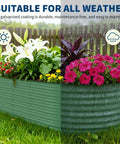 Yard Ready 8x4x1.5ft Galvanized Raised Garden Bed With 18 Inch Deep Root Zone Anti Cut Safety Edges Rust Resistant Oval Planter Box 359 Gallons For Outdoor Vegetables Flowers And Herbs with flowers in garden