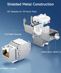 Exploded view of Shielded Cat6A Keystone Jacks With Integrated Shutter, 12-Pack RJ45 Ethernet Jacks For Wall Plates And Patch Panels