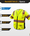 Built Darn Tough Hella Breathable Class 3 High Visibility Safety Vest With Bright Reflective Tape And Kickass Organization Pockets For Men Construction Surveyors Yellow Large Sizes, showcasing breathable mesh and heavy-duty zipper.