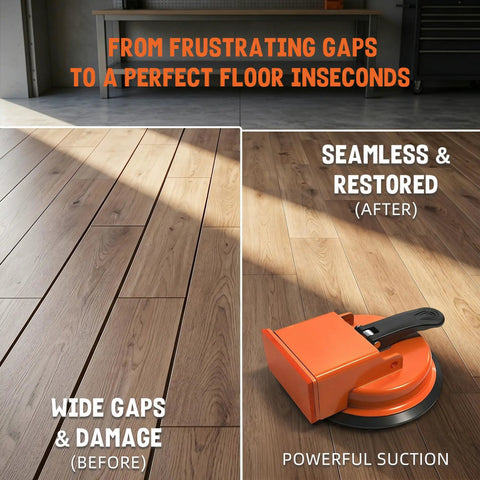 Floor Gap Fixer Tool Kit With Heavy Duty Suction Cup For Laminate Vinyl Or Tile Floors Includes 5 Adhesive Stickers, 3 Cushion Pads