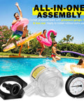 Front view of pool filter air-relief valve kit with pressure gauge; clear body, black hex nut, round gauge.