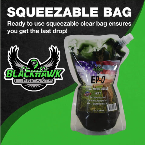 Performance Lithium EP0 Grease for Disc Mowers and Gear Boxes, 32 Oz EZ Squeeze Pouch, Pro Grade Heavy Duty Farm Equipment Lubricant