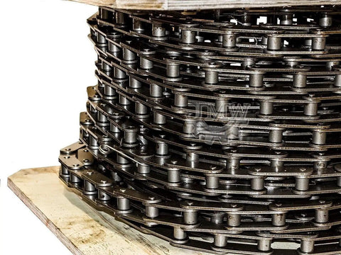 C2080H Heavy Duty Conveyor Chain 50 Foot Length With Five Connecting Links on pallet, showing double pitch design