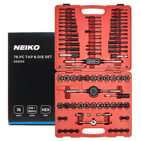 76 Piece Tap And Die Set For External And Internal Threads Rethreading Cutting And Repair Tool For SAE And MM in red case