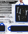 Flexible Magnetic Tool Mat Set With Ergonomic Handles For Bendable Non Slip Organization Of Wrenches Bits And Small Metal Tools Telescoping Magnetic Tool Mat For Mechanics Garage Workshop And Auto Repair Blue, showing product dimensions