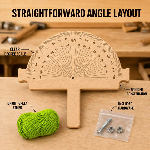 Boss Level Wooden Angle Ruler And String Line Corner Angle Finder Tool delivering straight up precision with clear scale and green string.