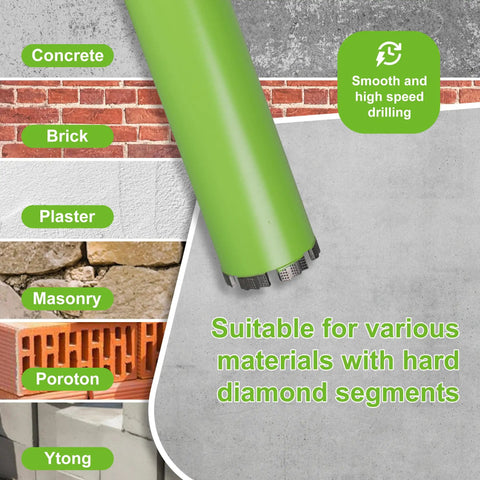 3 Inch Wet Diamond Core Bit for Reinforced Concrete with Rebar Pro Grade Laser Welded Core Bit displayed with drilling materials
