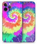 Full Body Skin Wrap Kit For iPhone 11 Spiral Tie Dye V1 Dope Bubble Free Application With Air Release Adhesive shown on phone back