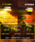 Comparison of 9 LED and 3 LED solar lights on brick wall. Solar Fence Lights Outdoor Waterproof 8 Pack Stainless Steel 30 LED Railing Post Lights.