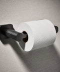 Parallel Pivoting Toilet Paper Holder For No-Fuss Quick Easy Roll Changes And Clean Hands Free Look wall-mounted in matte black