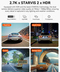 Image showcasing Dual Dash Cam For Your Ride With 5G WiFi Front 2.7K And Interior 1080P in various driving conditions.