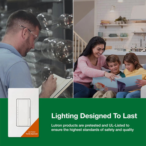 Safety testing and family reading with Maestro LED Plus Dimmer Switch For Dimmable LED Halogen And Incandescent Bulbs 150W