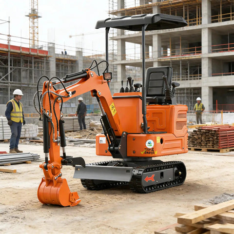 1.2-Ton Mini Excavator With Robotic Lawn Mower Digger Featuring 13.5 HP Briggs And Stratton Engine on construction site