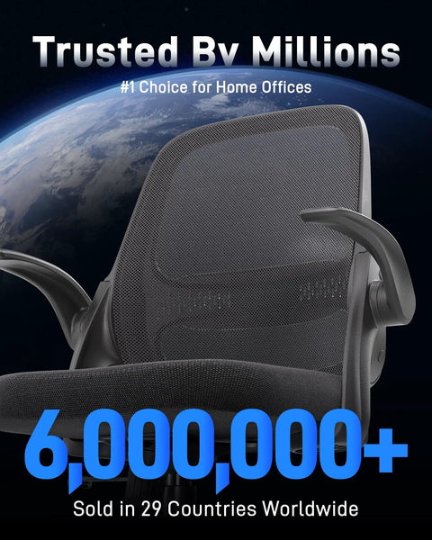 Ergonomic Mesh Office Chair for Home Office With Flip Up Armrests Breathable Mesh Back and Thick Seat Cushion All Day Comfort