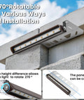 Dope LED Retaining Wall Lighting Kit with 12V low voltage transformer mounted on concrete block, showcasing 270° adjustability.