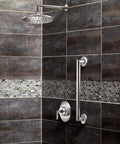 Modern bathroom with 14 Inch Rain Shower Arm And Flange For Overhead Showerhead Chrome Finish One Half Inch IPS Connection