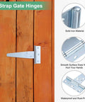Iron T Strap Shed Door Hinges 4 Pack 4 Inch Barn Door Gate Hinges Tee Hinge Wrought Iron Hardware with screws for wooden fences
