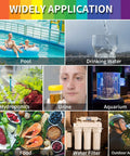 Collage of wide applications for Digital pH and TDS Meter Combo including pool, drinking water, hydroponics, and aquariums.