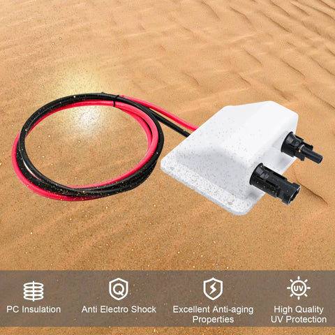 Solar Cable Entry Gland Kit With 10 AWG 3.28 Ft Extension Cable For RV Boat Camper Van Marine Grade All Weather Heavy Duty UV Resistant Waterproof Junction Box White Featuring Tinned Copper Conductors And Halogen Free XLPE XLPO Insulation, angled view