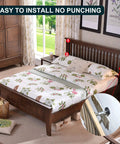 Straight Up Dependable Adjustable Headboard Stoppers For Wall 4 Piece Set Self Adhesive Bed Frame Brackets on a wooden bed in a cozy room.