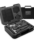 Compact Home Tool Kit With Hammer Essential DIY Handy Hand Tool Set For Home Repairs In A Sturdy Case Includes Screwdrivers Pliers Tape Measure And Wrenches For Quick Everyday Fixes, showing open black case with tools.