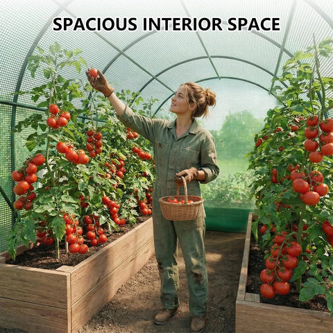 Heavy Duty Outdoor Walk In Greenhouse Shelter Built Tough For Real Backyard Growers, 10 By 7 By 7 Ft Big Garden Green House With Six Mesh Vent Windows, Roll Up Door, Reinforced Galvanized Steel Frame, Easy Setup, Weatherproof And Ready
