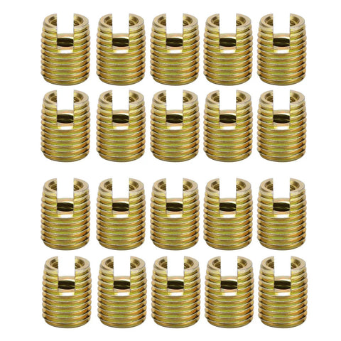 Self Tapping Thread Repair Inserts Kit For Furniture And Wood Carbon Steel 20Pcs M2 To M16, gold threaded inserts