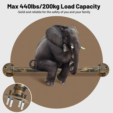Image of Heavy Duty Industrial Staircase Handrails 3 Ft Galvanized Pipe with an elephant demonstrating secure grip and load capacity.