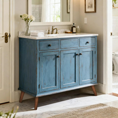 Blue bathroom cabinet with angled 8 inch slanted wood furniture legs set of 4 for ottomans benches and coffee tables in walnut finish