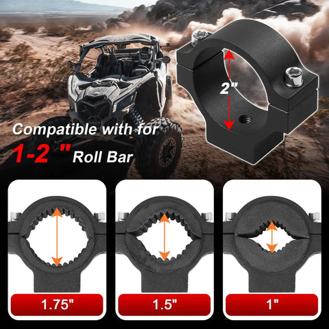 Built Different Quick Swap Roll Bar Fire Extinguisher Mount Bracket Kit For Utv Atv Jeep Wrangler Ford Bronco Polaris RZR Pioneer Can Am Maverick With One To Two Inch Tube Cage