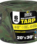 Heavy Duty Waterproof Camouflage Tarp Cover Built To Last 20 By 30 Feet 6 Mil Thick Rip Resistant Material with label and grommet