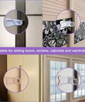Kid Safe Sliding Door Lock For Baby Proofing And Child Safety, Window Stopper For Vertical Windows, Sliding Glass Door Lock Kit on white sliding door