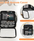 Portable Mesh Shower Caddy for Bathroom Gym Travel Camping with anti-dirt cover open for quick drying, roomy compartments.