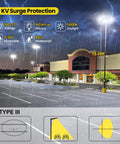 Switchable LED Parking Lot Light For Driveways And Lots 150W 180W 200W With 32000 Lumen, 5000K Daylight, Dusk To Dawn Photocell