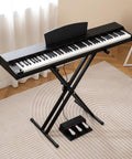 Portable 88 Keys Semi Weighted Electric Digital Piano With Stand Dual Speakers And Triple Pedals For Beginners