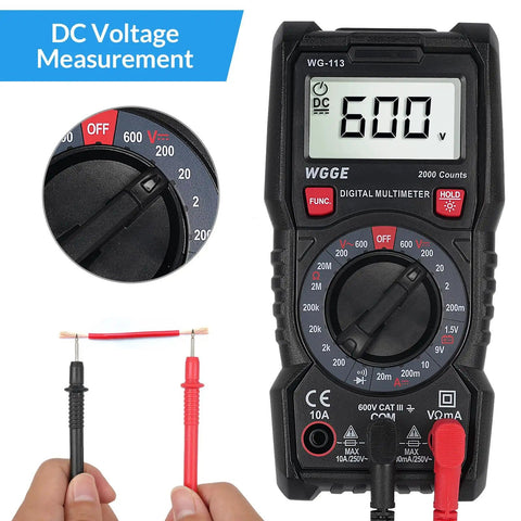 Beefy Digital Multimeter With Case For Home DIY And Auto Troubleshooting, Reads AC DC Voltage Current Resistance Diodes