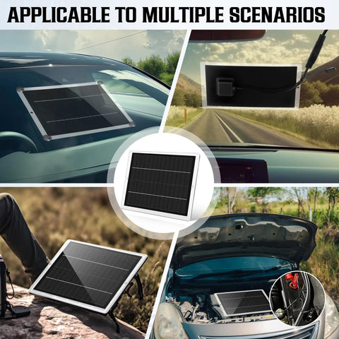 12V Solar Battery Charger Maintainer For Cars, Boats, Motorcycles And RVs, Waterproof Portable Trickle Charger with mounting examples
