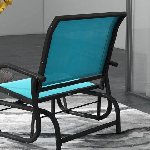 Back view of Set Of 2 Porch Glider Chairs With Metal Frame Breathable Mesh Curved Armrests High Back For A Smooth Chill Glide