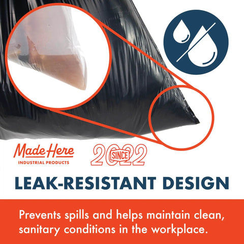 Heavy Duty Workhorse 30 Gallon Black Trash Bags With Drawstring For Office, Janitorial, And Facility Use, Leak Resistant Can Liner