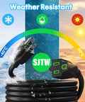 Outdoor Power Extension Cord 30 Ft 16 AWG 3 Prong Grounded Heavy Duty Weatherproof Cable For Indoors Or Outdoors Ideal For Christmas Lights And Lamps ETL Listed SJTW Black With Green shown in weather conditions with ice and sun