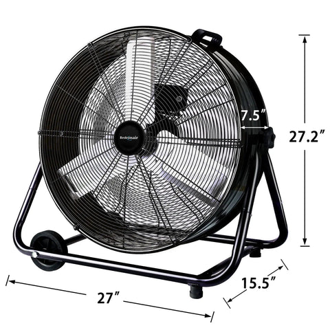 24 Inch High Velocity Drum Fan With 8100 CFM Beast Mode Airflow For Garage And Workshop Heavy Duty Industrial Floor Fan