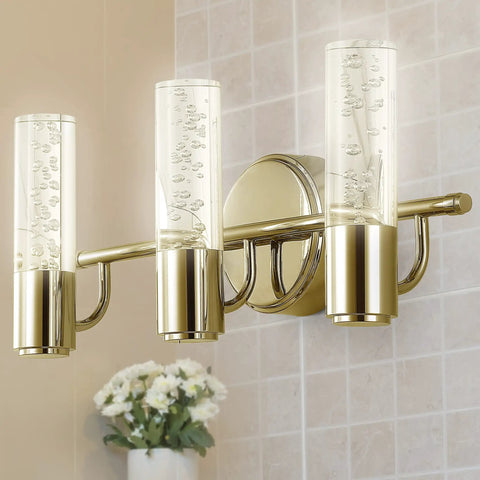 Oil Rubbed Bronze Modern Integrated LED Vanity Light Wall Sconce For Bathroom With Clear Bubble Acrylic Shade Minimalist Art Deco Style For Hallway And Entryway 4000K Warm White close-up