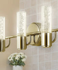 Brass Gold Modern Integrated LED Vanity Light Wall Sconce For Bathroom And Hallways With Clear Bubble Acrylic Shade